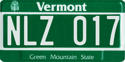 VT license plate NLZ017