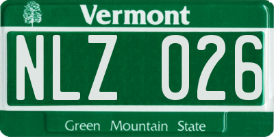 VT license plate NLZ026