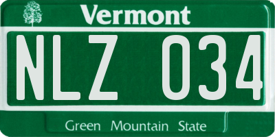 VT license plate NLZ034