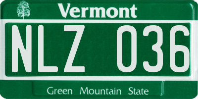 VT license plate NLZ036
