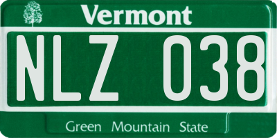 VT license plate NLZ038