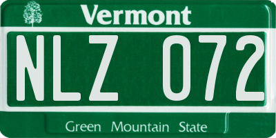 VT license plate NLZ072