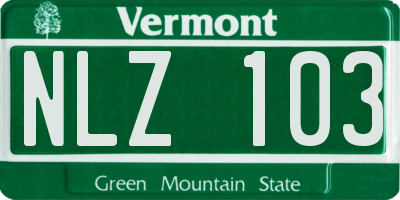 VT license plate NLZ103