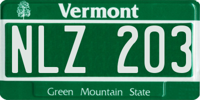 VT license plate NLZ203