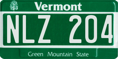VT license plate NLZ204