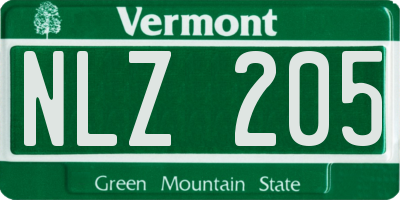 VT license plate NLZ205