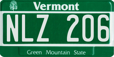 VT license plate NLZ206