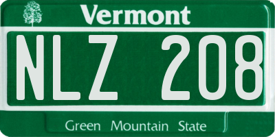 VT license plate NLZ208