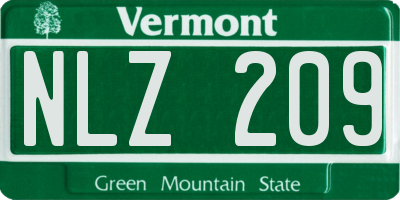 VT license plate NLZ209
