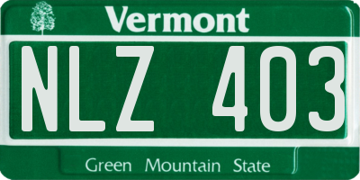 VT license plate NLZ403