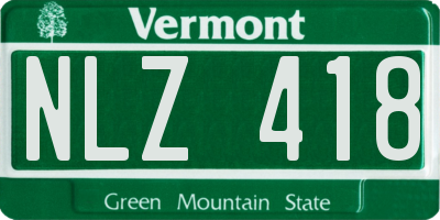 VT license plate NLZ418