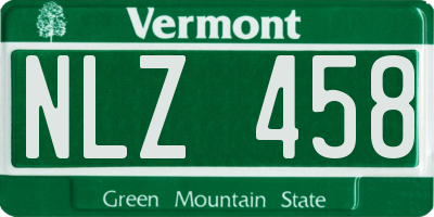 VT license plate NLZ458