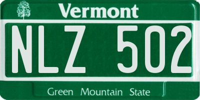 VT license plate NLZ502