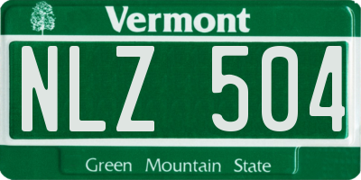 VT license plate NLZ504