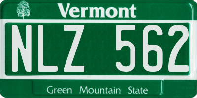VT license plate NLZ562