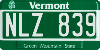 VT license plate NLZ839