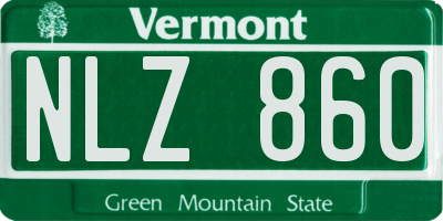 VT license plate NLZ860