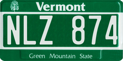VT license plate NLZ874
