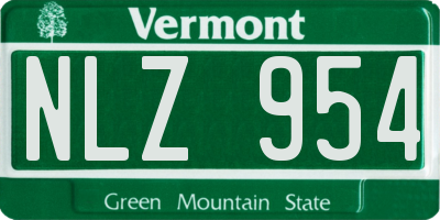 VT license plate NLZ954
