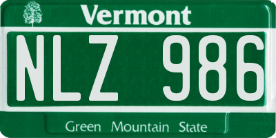 VT license plate NLZ986