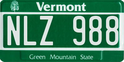 VT license plate NLZ988