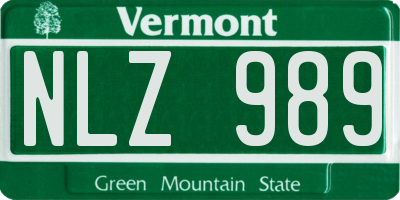 VT license plate NLZ989