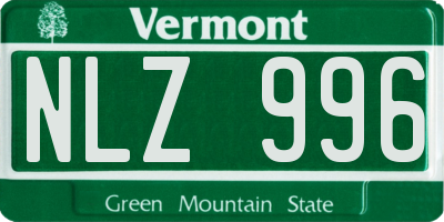VT license plate NLZ996