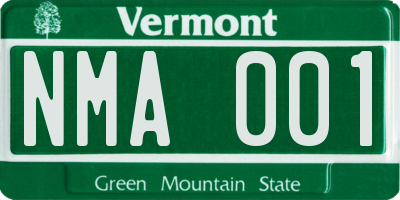 VT license plate NMA001