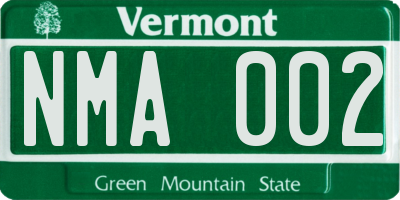 VT license plate NMA002