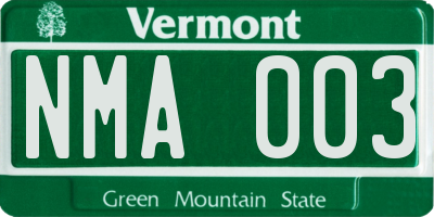 VT license plate NMA003