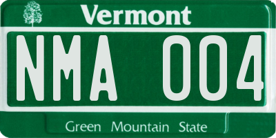 VT license plate NMA004