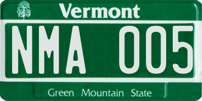 VT license plate NMA005