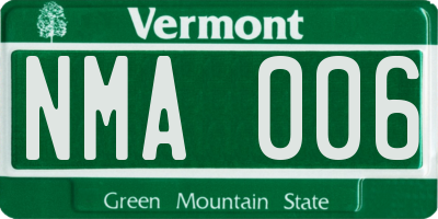 VT license plate NMA006