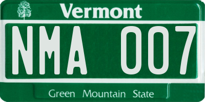 VT license plate NMA007