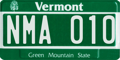 VT license plate NMA010