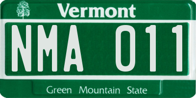 VT license plate NMA011