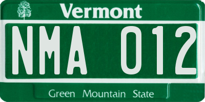 VT license plate NMA012