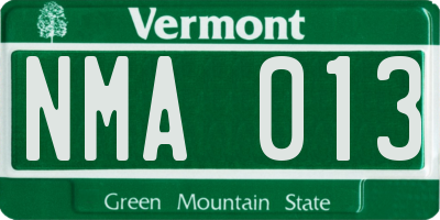 VT license plate NMA013