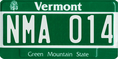 VT license plate NMA014