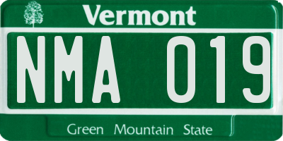 VT license plate NMA019