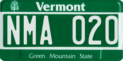VT license plate NMA020