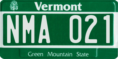 VT license plate NMA021