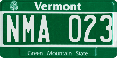 VT license plate NMA023