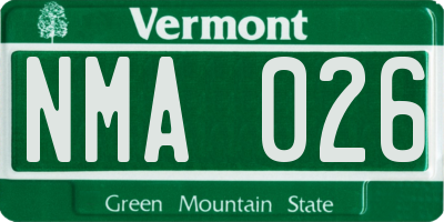 VT license plate NMA026