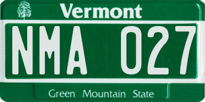 VT license plate NMA027