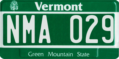 VT license plate NMA029