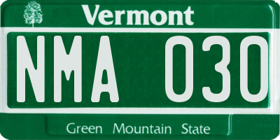 VT license plate NMA030