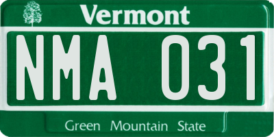 VT license plate NMA031