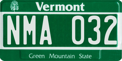 VT license plate NMA032