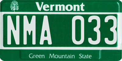 VT license plate NMA033